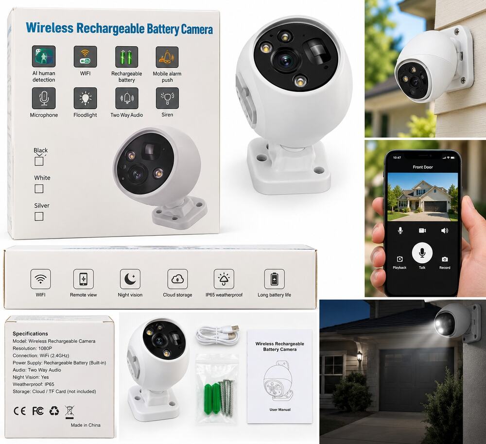 Wireless Rechargeable Battery Security Camera – WiFi